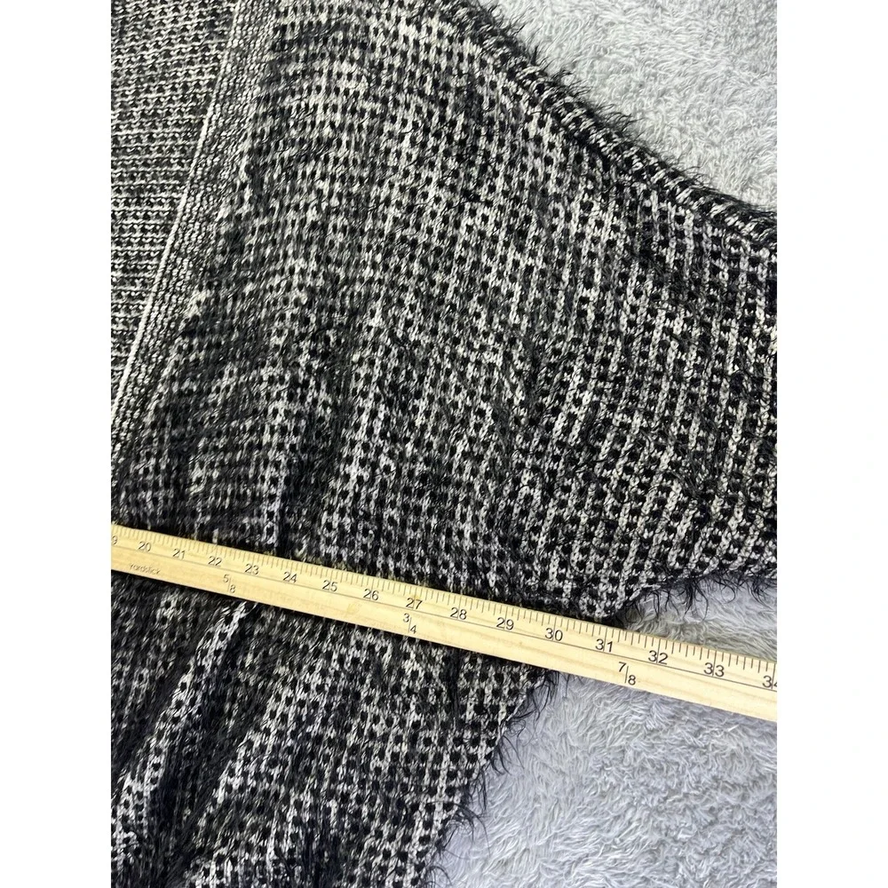 Vila Womens Small Open Dolman Sleeve Cardigan Black Ivory Fuzzy Cozy Oversized - Picture 6 of 11
